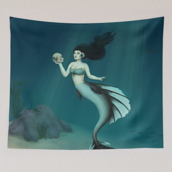Item preview, gloomy mermaid with skull designed and sold by pixelcow333.