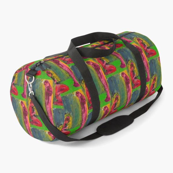 Praying Boy With A Man In A Landscape Duffle Bag