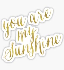 You Are My Sunshine Gold Faux Foil Metallic Glitter Quote Isolated on White Background Sticker