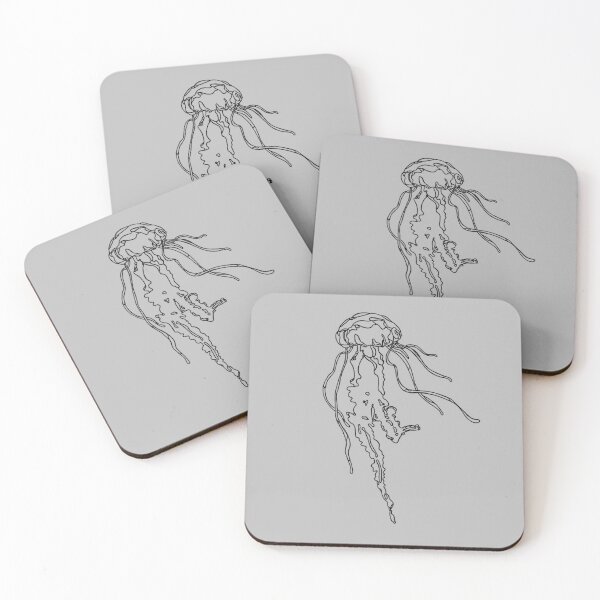 Item preview, minimalistic line art of swimming jellyfish designed and sold by The Red Shop.