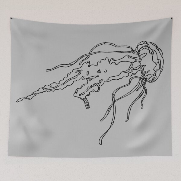 Item preview, minimalistic line art of swimming jellyfish designed and sold by The Red Shop.