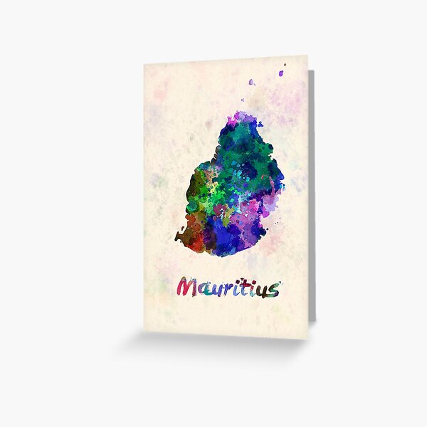 mauritius watercolor map Greeting Card