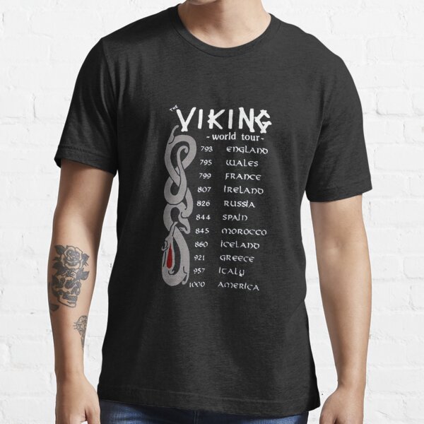 Viking World Tour T Shirt For Unisex With White Text - TheKingShirtS