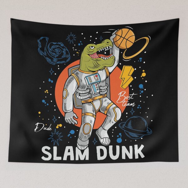 Item preview, Dinosaur Basketball Slam Dunk Spacesuit Astronaut designed and sold by ozunu.