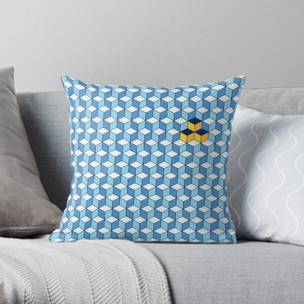 Blue & Orange Tiling Cubes Throw Pillow