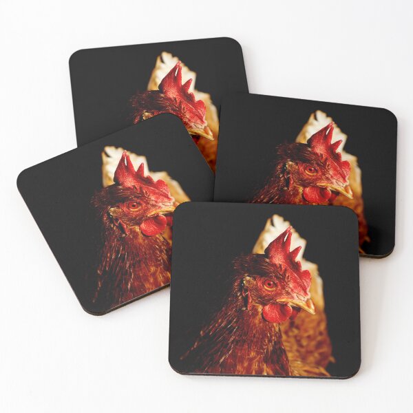 Item preview, Brown chicken portrait on a black background designed and sold by Michaelerch.