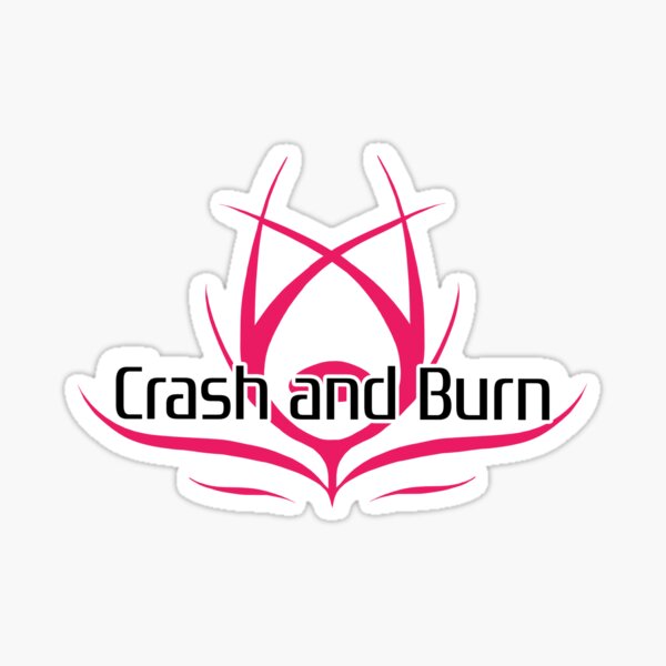 Crash and Burn Logo with Text Sticker