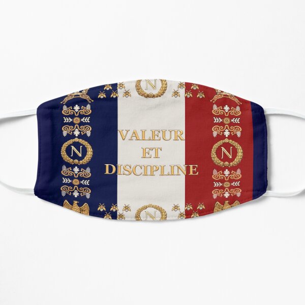 Drapeau régimentaire napoléonien français "Valeur et Discipline" Masque sans plis