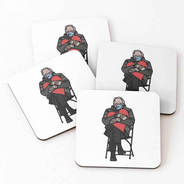 Item preview, Bernie Sanders in Mittens on Folding Chair Holding Red Heart designed and sold by ellenhenry.