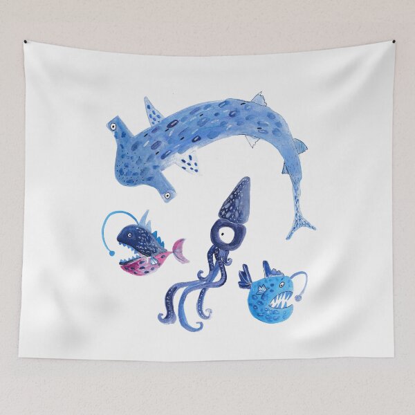 Item preview, Marine life shark hammerhead octopus fish frogfish designed and sold by catsandmore.