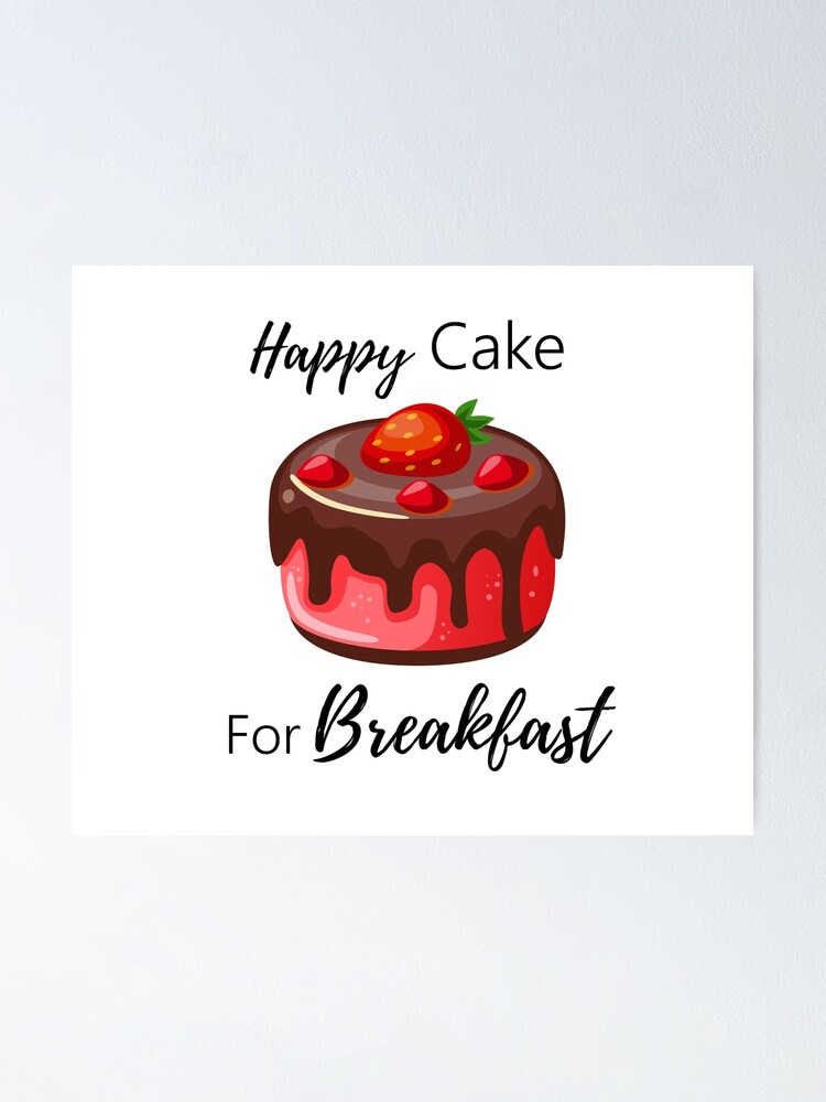 Póster «Etiqueta engomada divertida del regalo de la torta de la torta  feliz para el desayuno - etiqueta engomada divertida del día de Valantine  del regalo de la torta del desayuno» de
