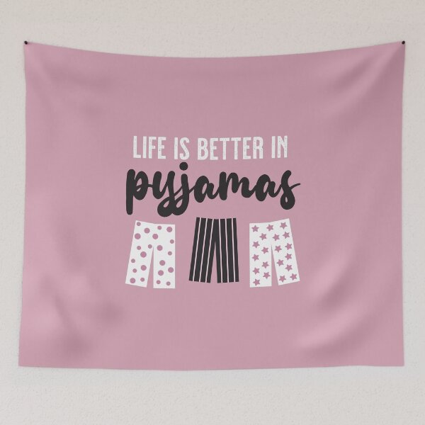 Item preview, Life is Better in Pyjamas (Pink White Black) designed and sold by VicEllisArt.