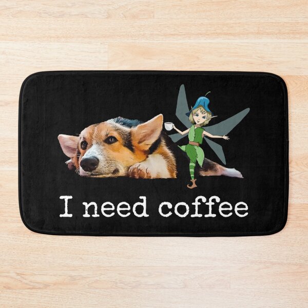 Item preview, I Need Coffee - Funny Fairy & Corgi Dog and Coffee Lover Gift designed and sold by r-silver.