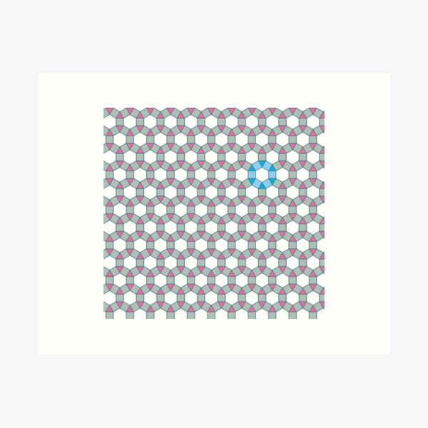 Tiling Tessellation In Green, Blue & Pink Art Print