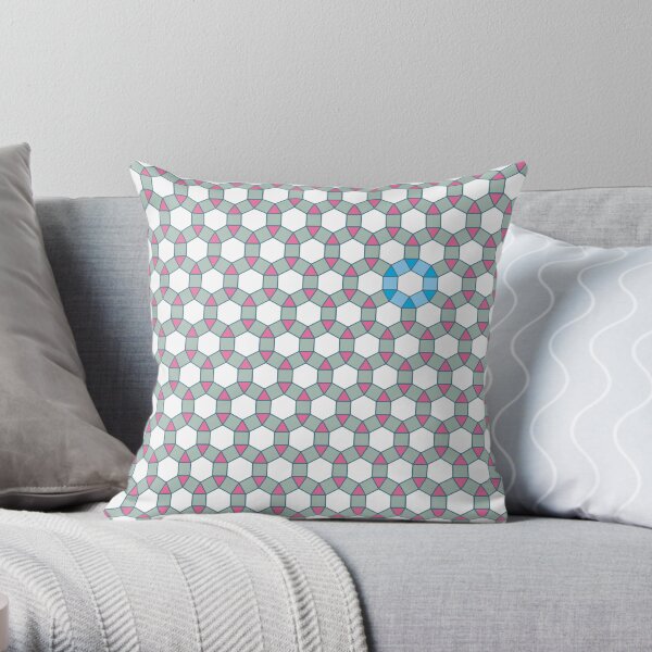 Tiling Tessellation In Green, Blue & Pink Throw Pillow