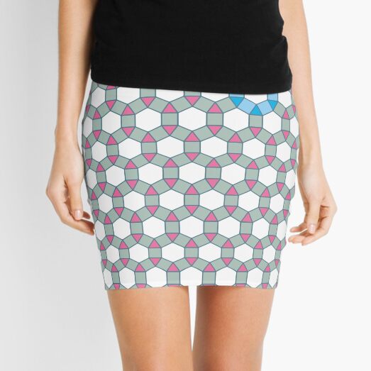 Tiling Tessellation In Green, Blue & Pink Mini Skirt