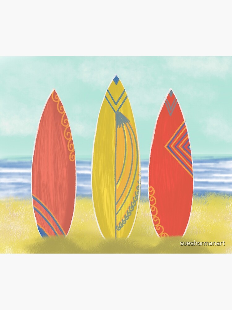 Lámina fotográfica «Tres tablas de surf vintage en posición vertical en