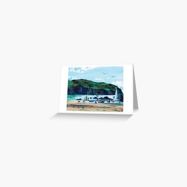 Looking from Hope Cove to Bolberry Down, Kingsbridge, Devon Greeting Card