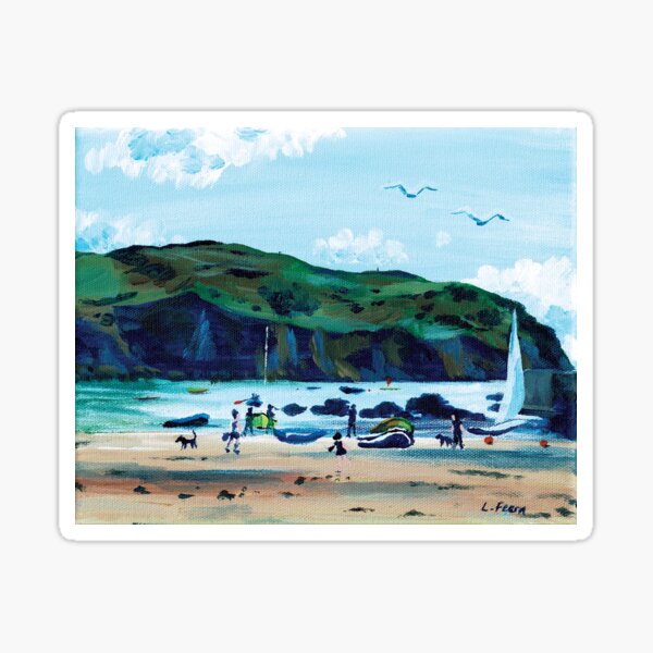 Looking from Hope Cove to Bolberry Down, Kingsbridge, Devon Sticker