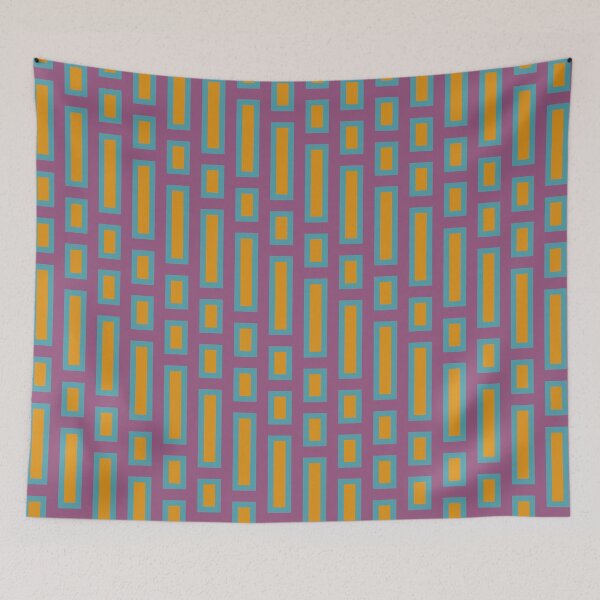 Item preview, Retro Rectangles Blue and Orange on Purple designed and sold by Miranda Benson.