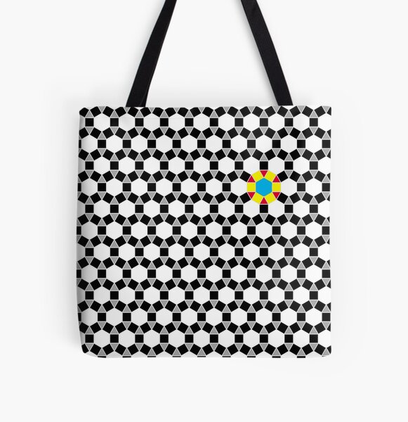 Black & White Tessellation Pattern All Over Print Tote Bag