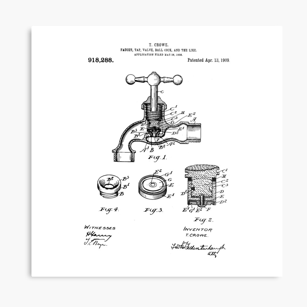 Faucet Attachment 1888 Patent Art Poster Graphic by Antique Pixls