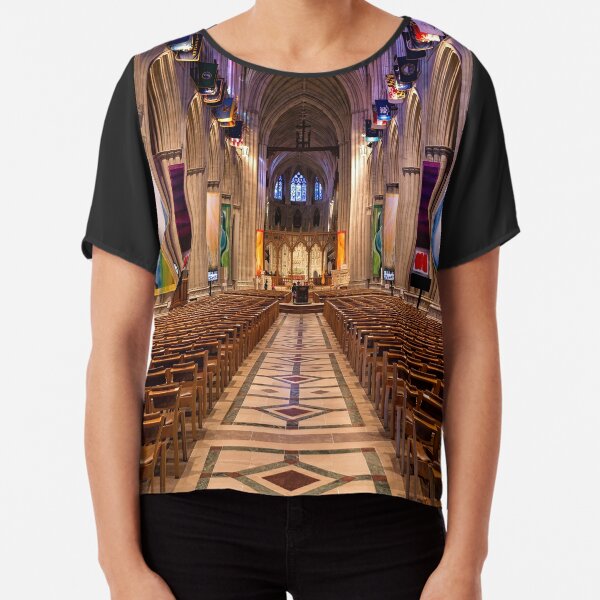 Womens Washington National Cathedral Stained Glass Window V-Neck T-Shirt