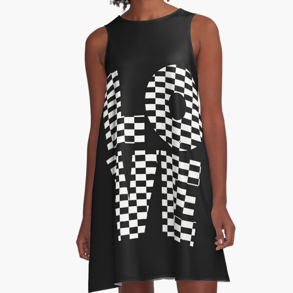 Love in monochrome checkered pattern A-Line Dress