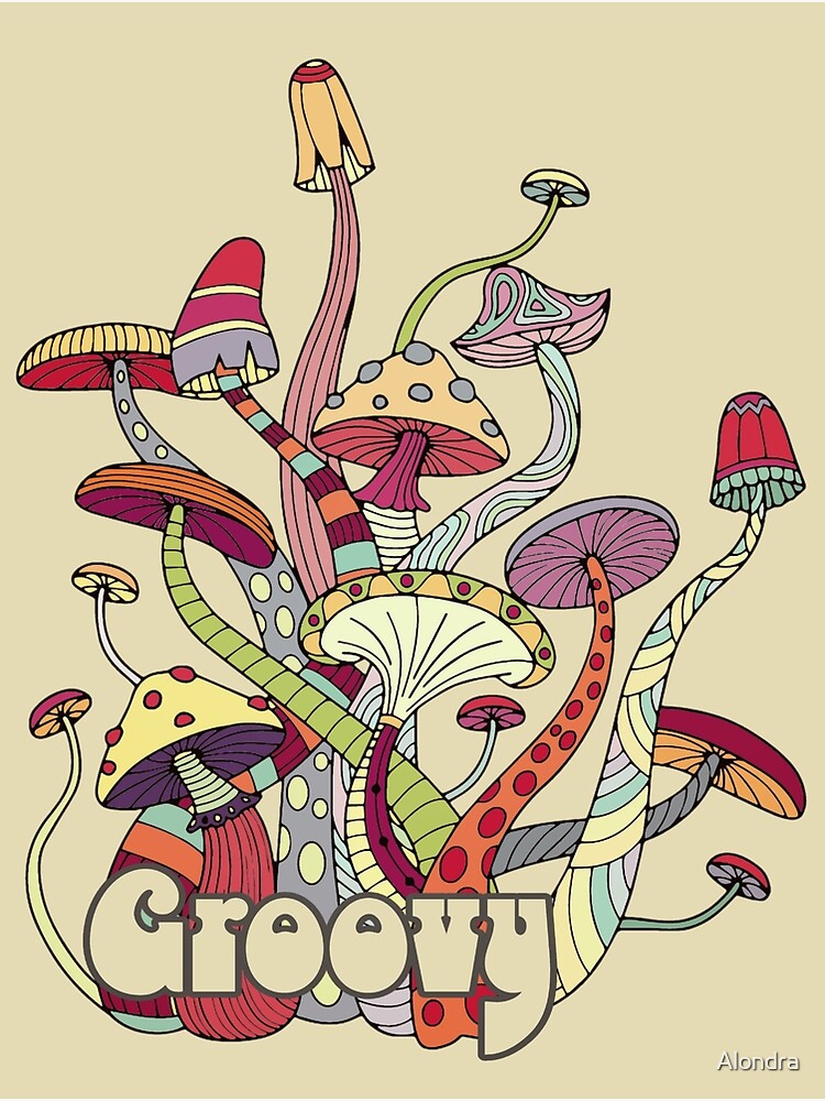 "Groovy Funky Mushrooms" Art Print for Sale by Alondra Redbubble