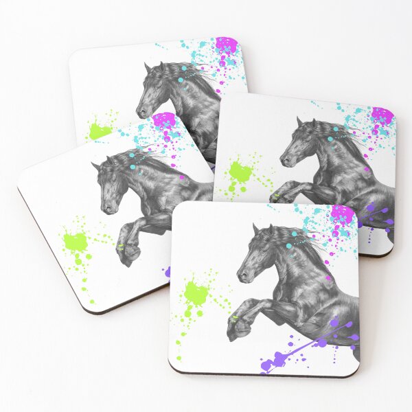 Artikelvorschau, Friesenpferd und bunte Spritzer entworfen und verkauft von IrynaHorseArt.