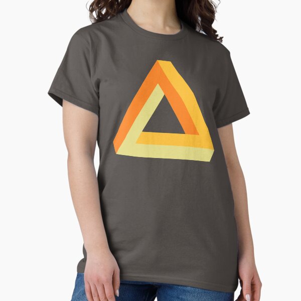 Vista previa del artículo con la obra «Triángulo de Penrose naranja dorado amarillo sobre negro», diseñado y vendido por aapshop.