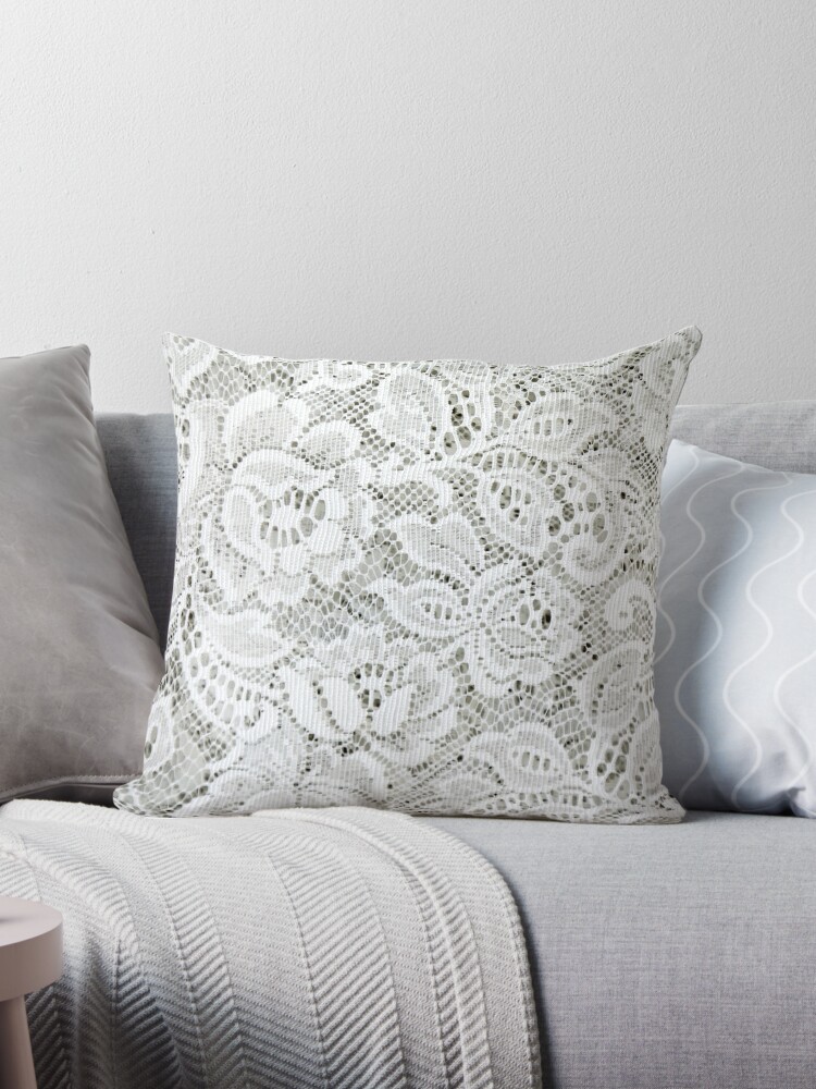 White Tufted Pattern Throw Pillow by NewburyBoutique