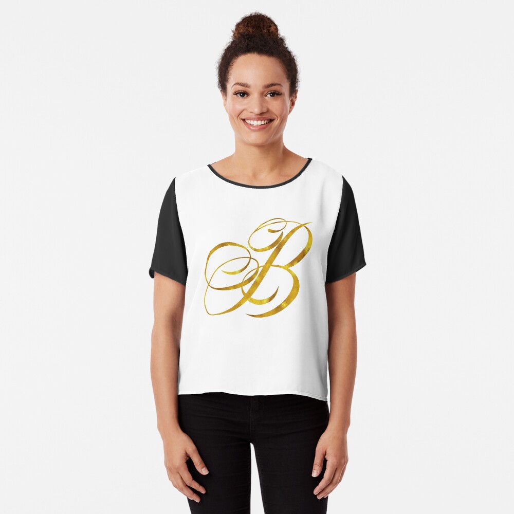 Letter B Initial Gold Faux Foil Metallic Glitter Monogram Isolated on White  Background | Essential T-Shirt