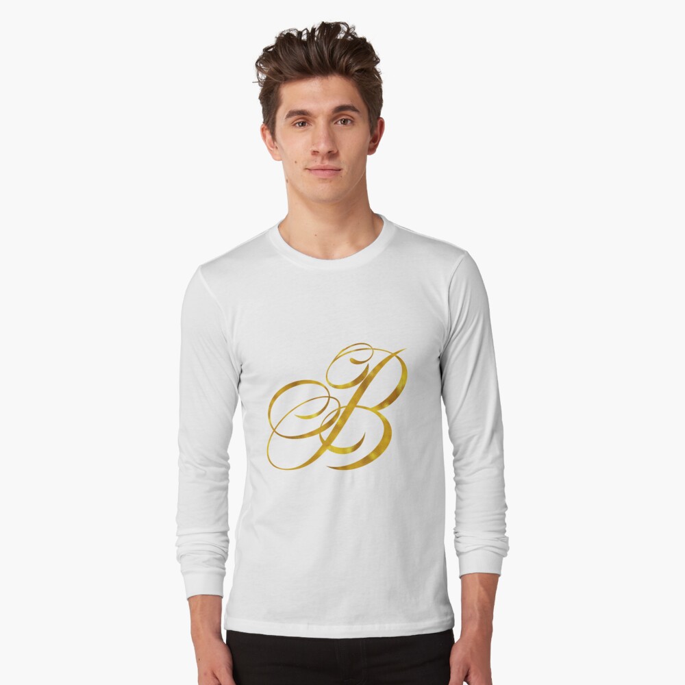 Letter B Initial Gold Faux Foil Metallic Glitter Monogram Isolated on White  Background | Essential T-Shirt