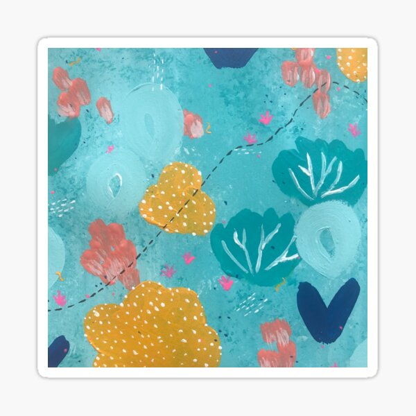 Neon Aqua Abstract a coral Reef Sticker