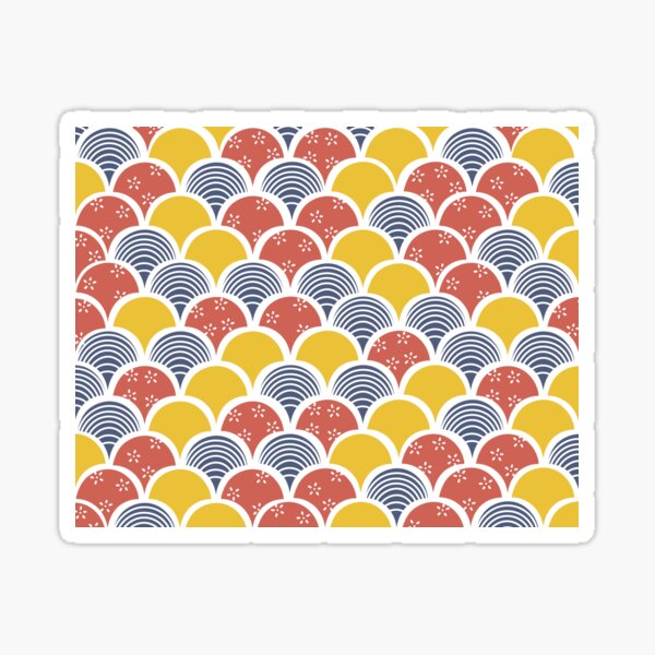Japanese fan patterns, botanical, spring, summer, complete pattern - Flying Caramel Sticker