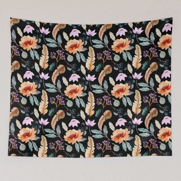Item preview, Watercolor Floral Feather Seamless Background designed and sold by Dawah-Giraffe.
