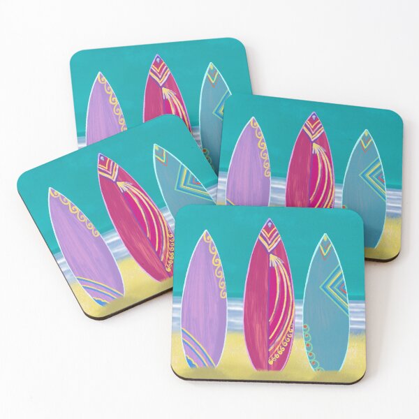 Item preview, Vintage Surf boards with bright pinks designed and sold by sueshormanart.