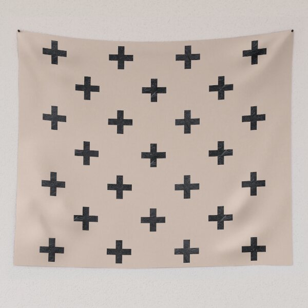Item preview, Beige and Black Textured Swiss Cross Pattern designed and sold by thelustrous.