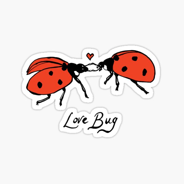 Love Bug, two ladybirds in love. Sticker