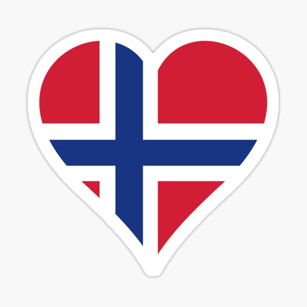 Norwegen Flagge Herz rechts schwarz Sticker