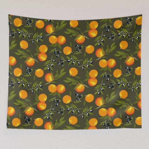 Item preview, Olives and oranges on green designed and sold by kobyakov.