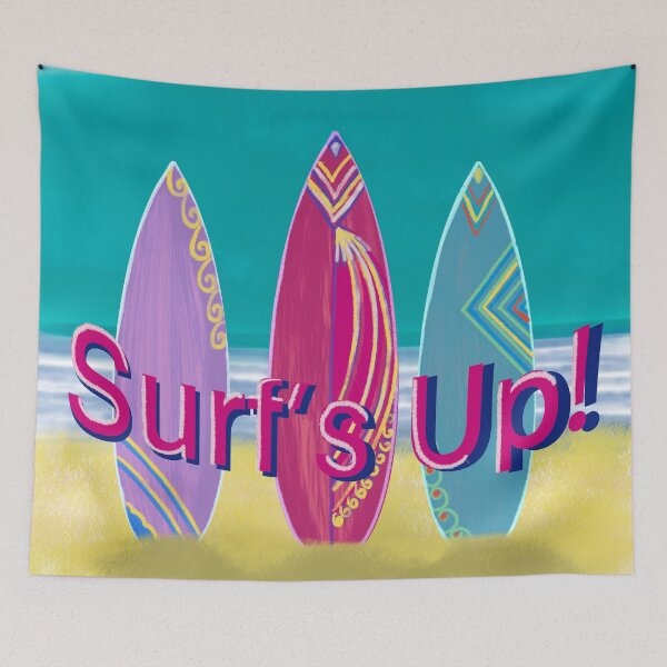 Item preview, Surf’s Up!  With three vintage surf boards. designed and sold by sueshorman.