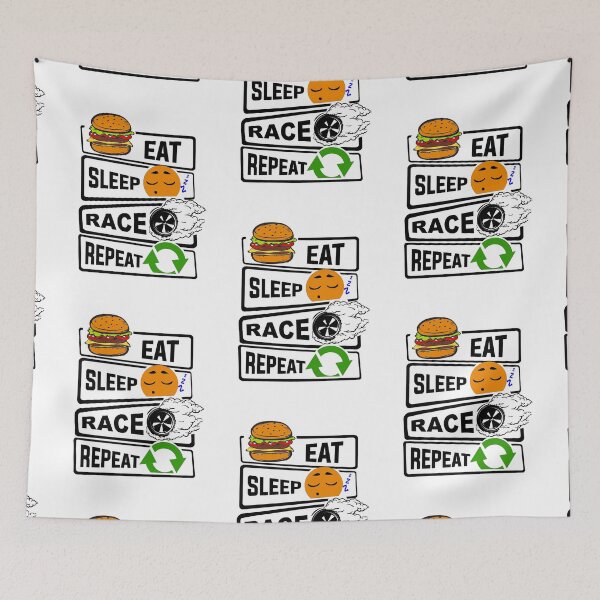 Item preview, Funny Eat Sleep Race Repeat illustration for Racing Lovers designed and sold by KO-Design.