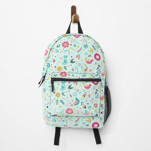 Item preview, Floral birds pattern in teal designed and sold by Unalomedesigns.