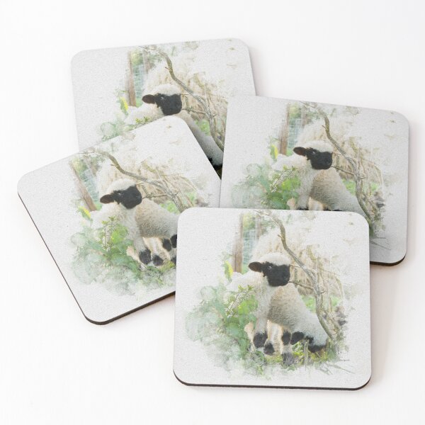 Item preview, Watercolour Photograph of Valais Blacknose Lambs designed and sold by Jane Stanley Photography.