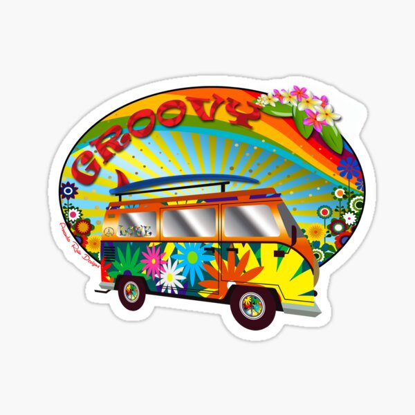 Groovy Hippy Van Sticker