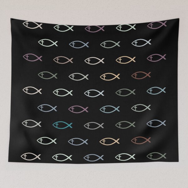 Item preview, Ichthus with Cross Christian Fish Symbol Pattern designed and sold by hobrath.