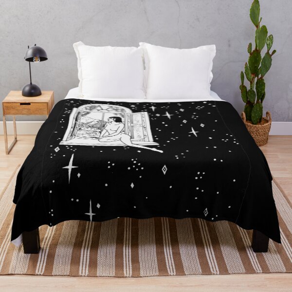 Item preview, Window outside. Girl looking outside the window of the universe. Drawing Illustration designed and sold by Alika's Garden.
