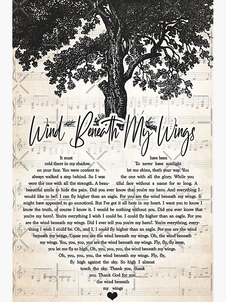 Bette Midler Wind Beneath My Wings Lyrics Wall Art Gift